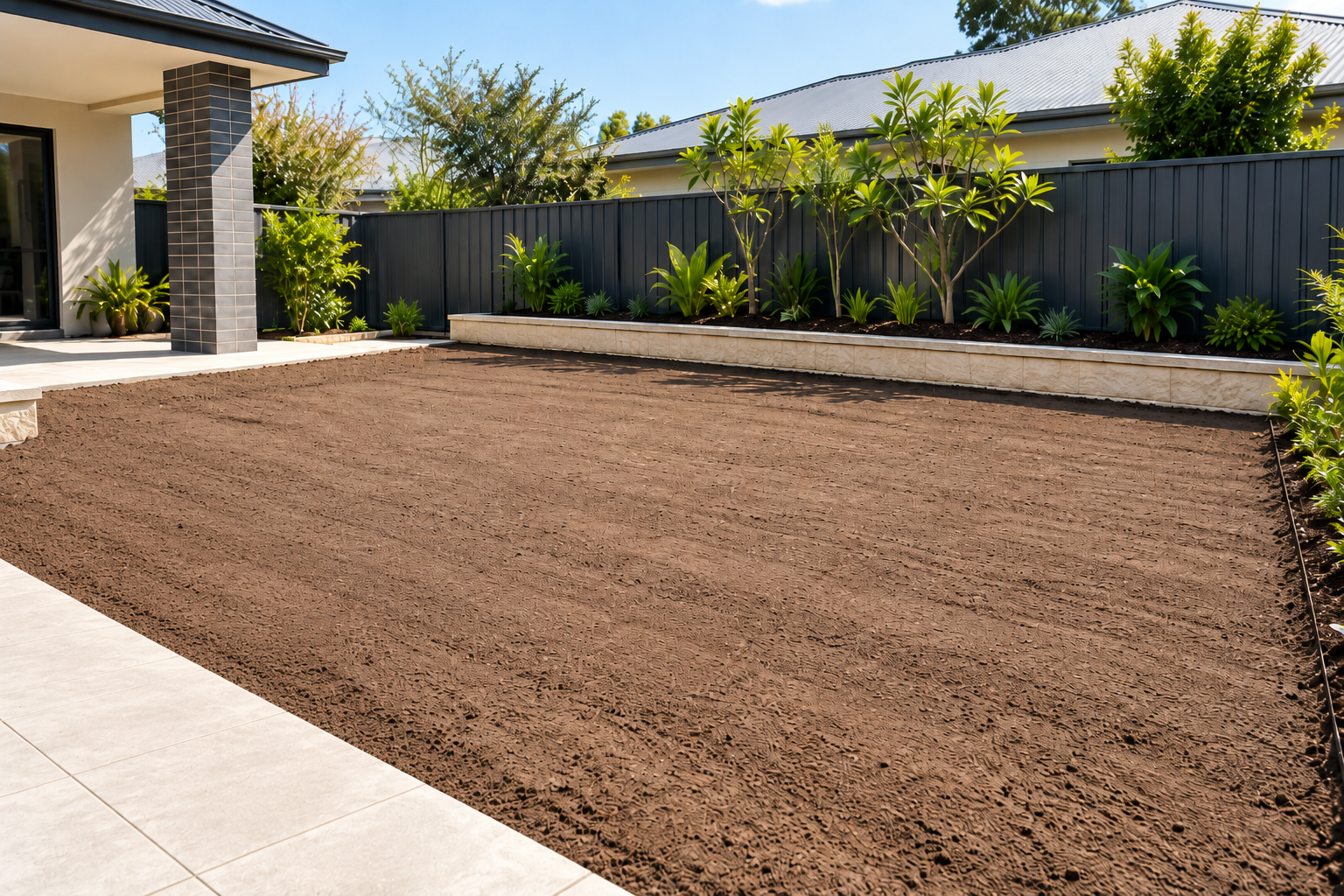 Natural Turf Installation Across Perth 4 landscaped backyard soil bed