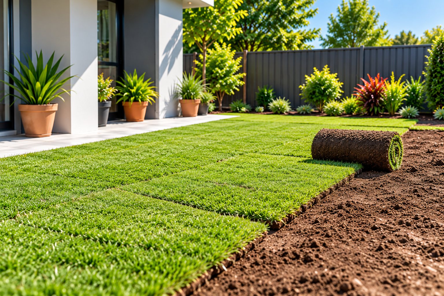 Natural Turf Installation Across Perth fresh sod installation in a modern backyard
